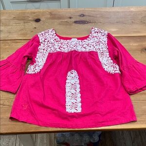 J.Marie Pink Blouse with White Embroidery